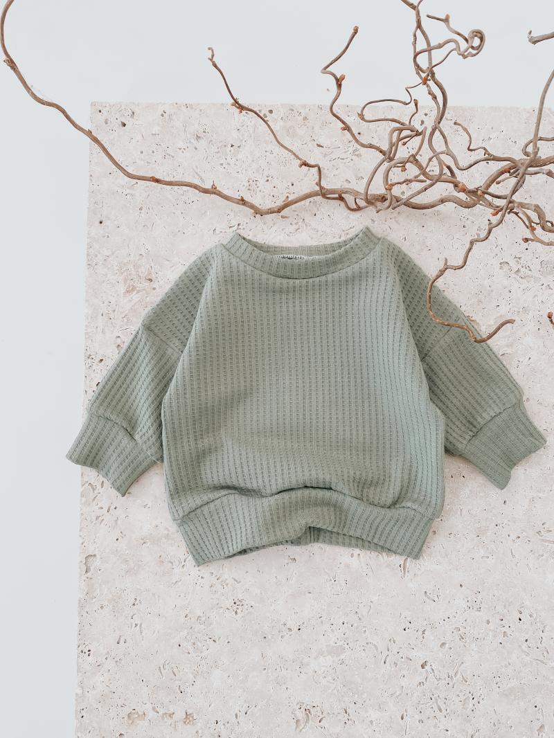 Oversize Sweater Dark Sage Waffel WTF