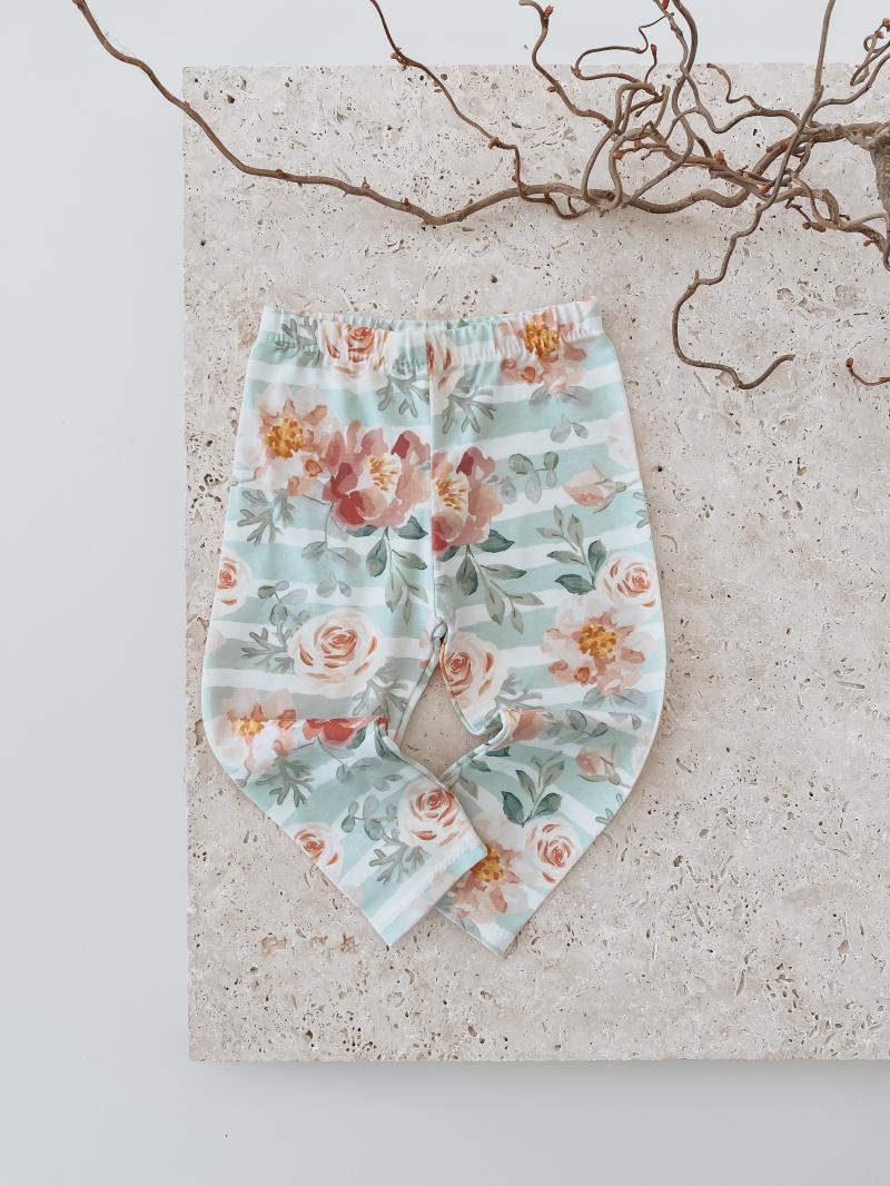 Leggins Flowers Stripe