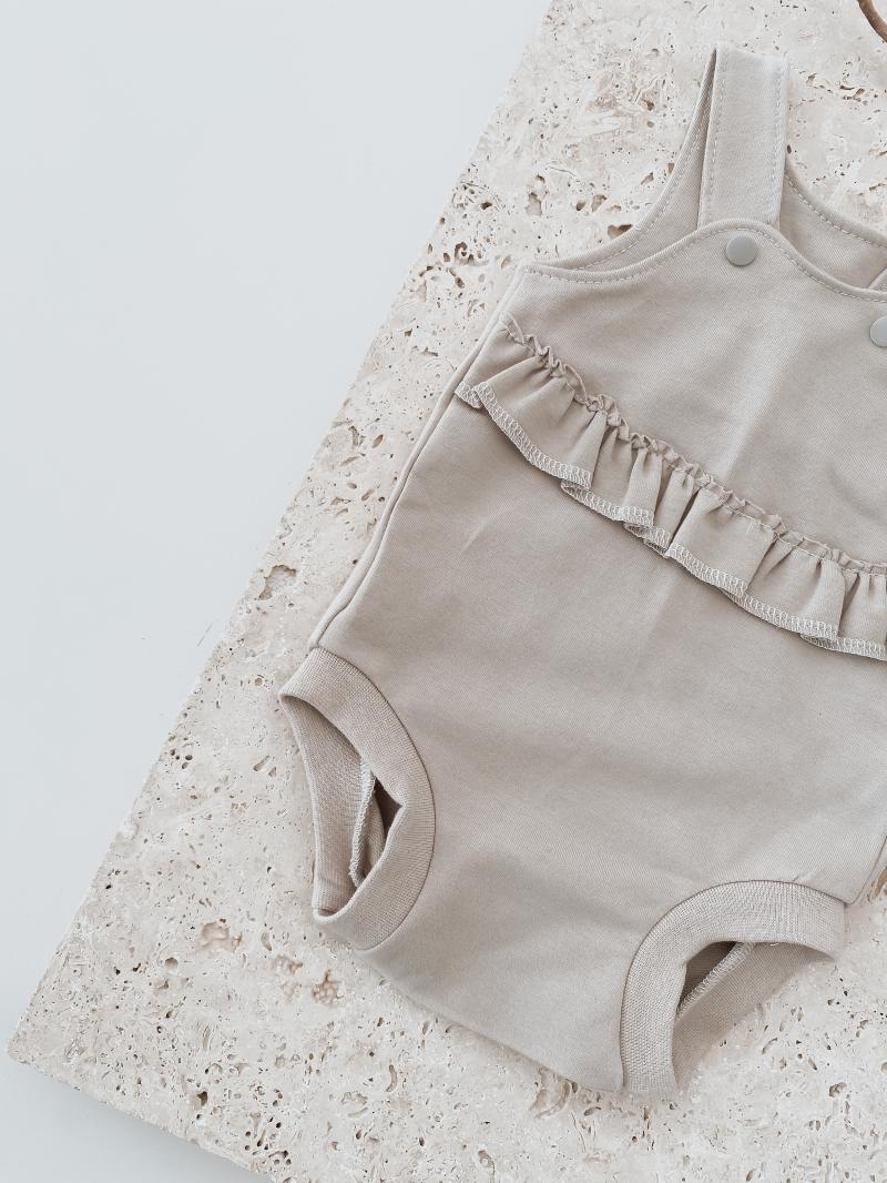 Sommer Romper Rüsche Beige