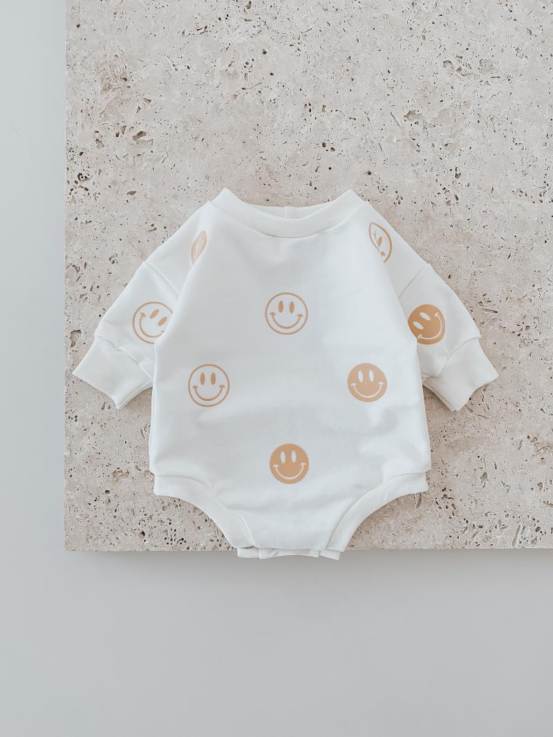 Sweater Romper Smiley White Peach