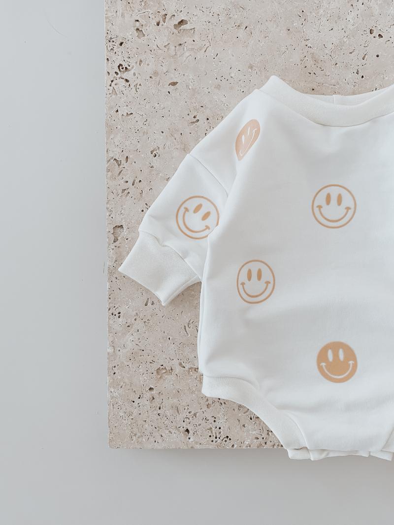 Sweater Romper Smiley White Peach