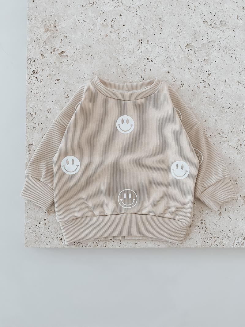 Oversize Sweater Beige Ripp Smiley