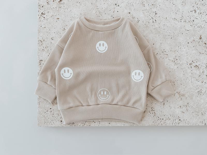 Oversize Sweater Beige Ripp Smiley