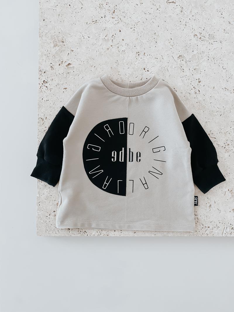 Oversize Pulli Original Beige Schwarz