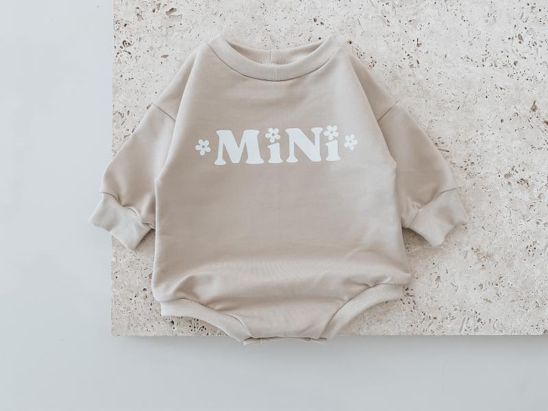 Sweater Romper Mini Flower Beige