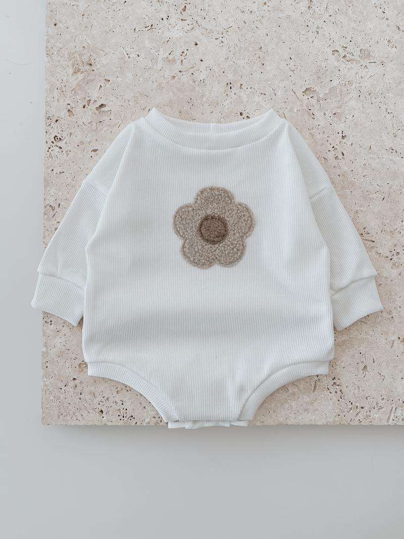 Sweater Romper Ripp Creme Flower