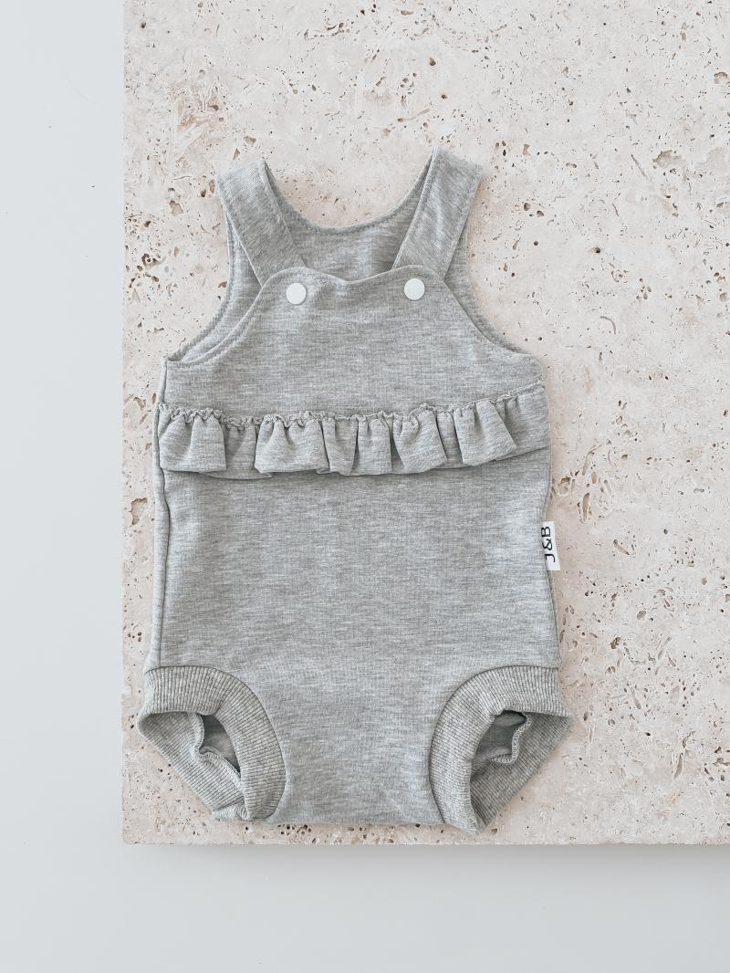Sommer Romper Rüsche Grau