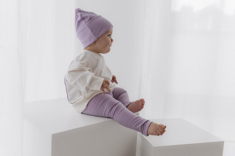 Leggins Breitripp Flieder