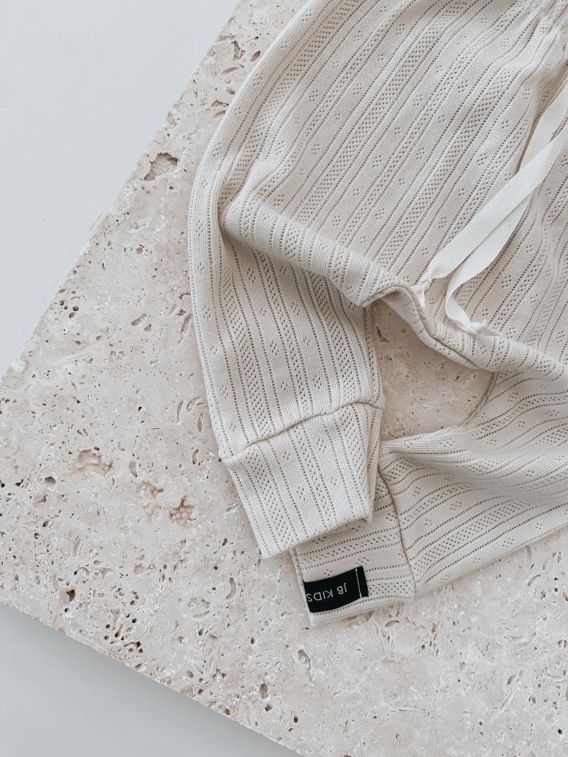 Slim Harem Pants Loch Stickerei Hell Beige