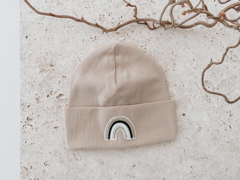 Hipster Beanie Beige Rainbow