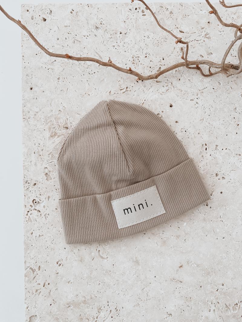 Hipster Beanie Dunkel Beige Mini