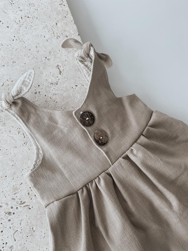 Leinen Kleid Dunkel Beige