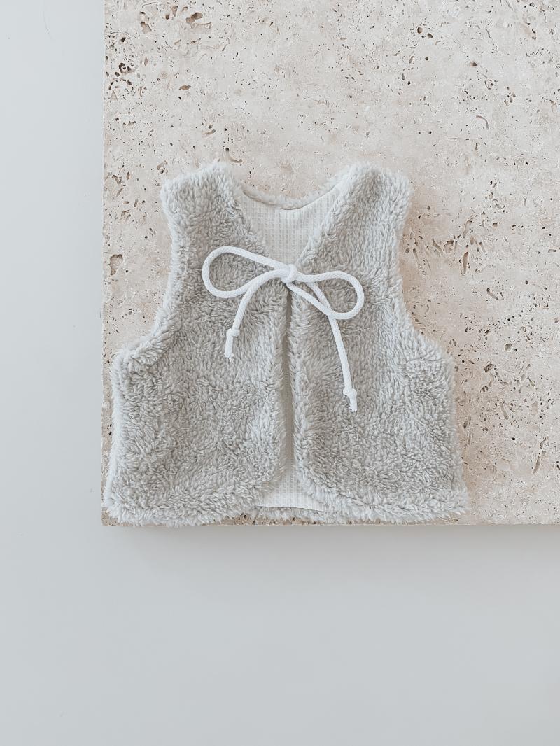 Teddy Weste Grau Weiß