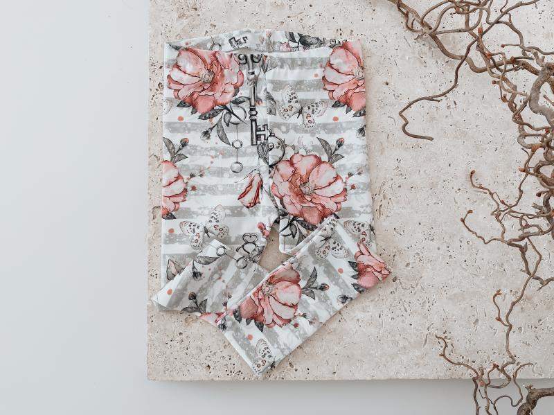 Leggins Grey Flowers