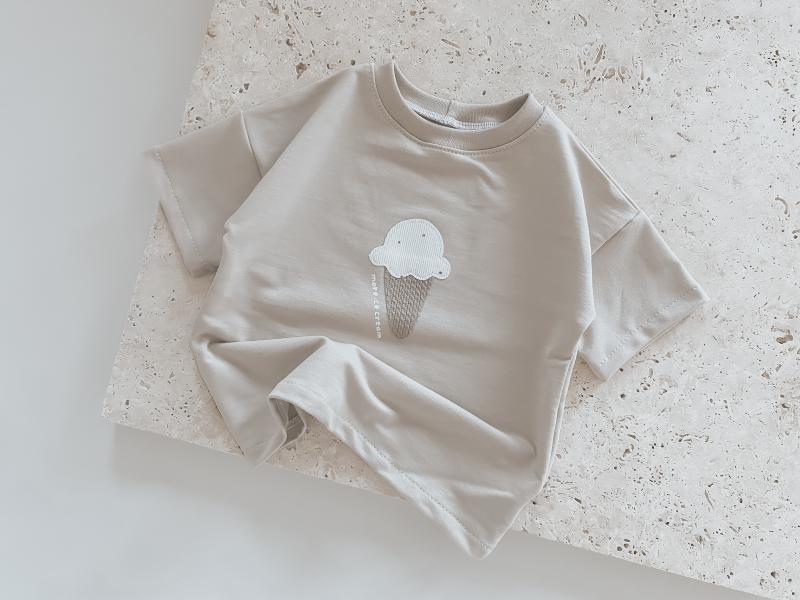 Oversize T-shirt Beige Ice Cream