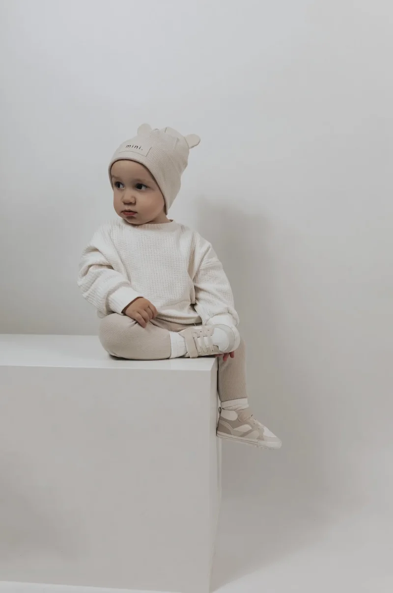 Oversize Sweater Soft Waffel Creme-Weiß