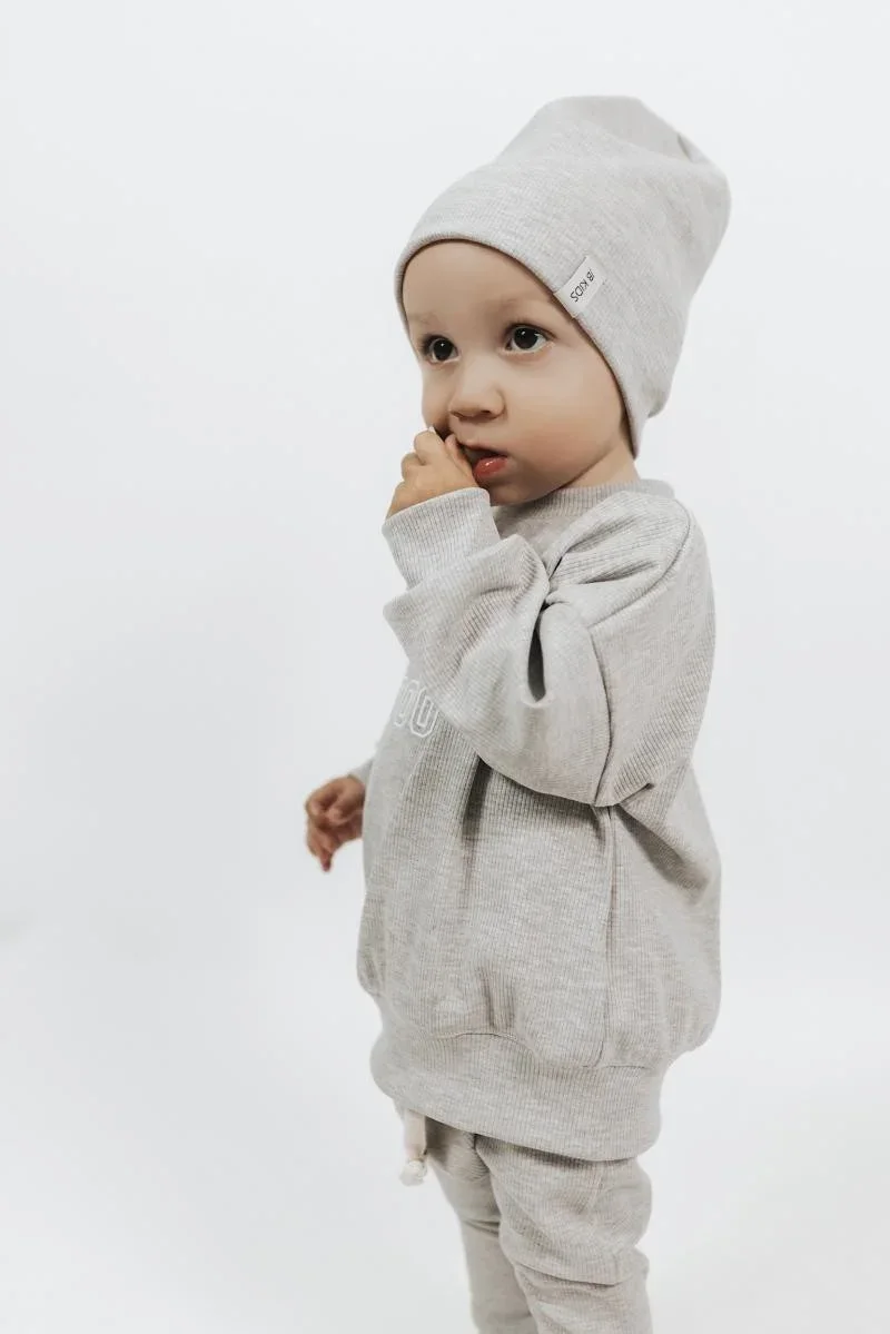 Basic Beanie - Ripped Grau