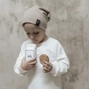 Lässige Slub Basic Beanie in Dunkelbeige aus leichtem French Terry J&B Design