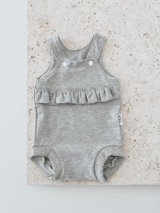 Sommer Romper Rüsche Grau